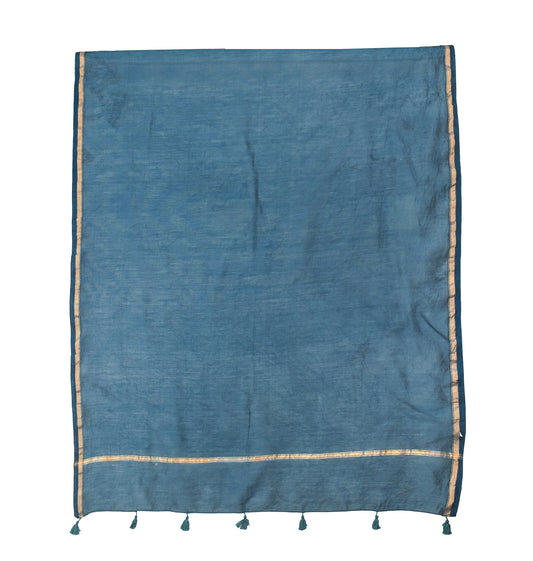 Plain Dyeing Chanderi Silk Plain Hand Dyed Dupatta 36 Inch Width - with Tassels - 2.4 Mtr Length - SKU : ID18304I