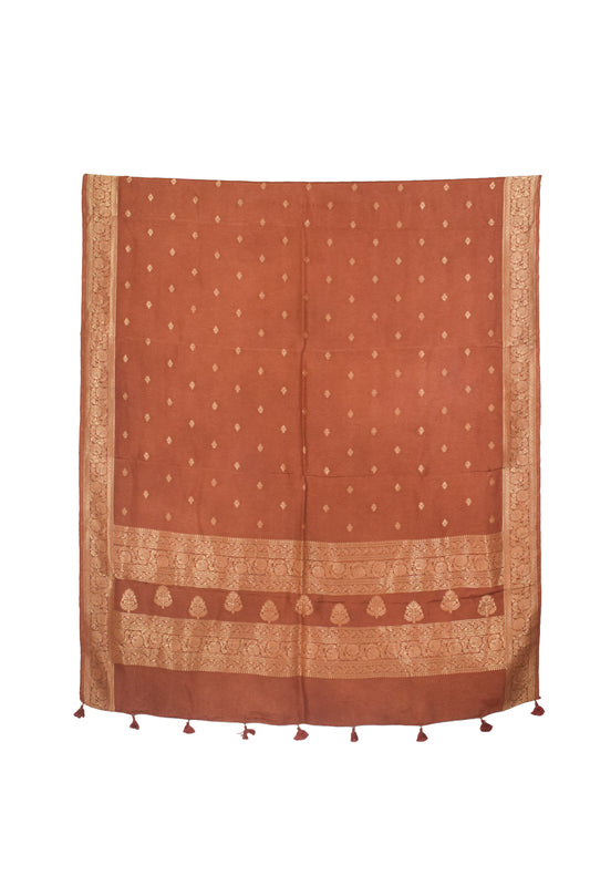 Plain Dyeing Dola Silk Butta Designs Dupatta with Nakshi Border - 2.35 Mtr Length - SKU : AI18C01D