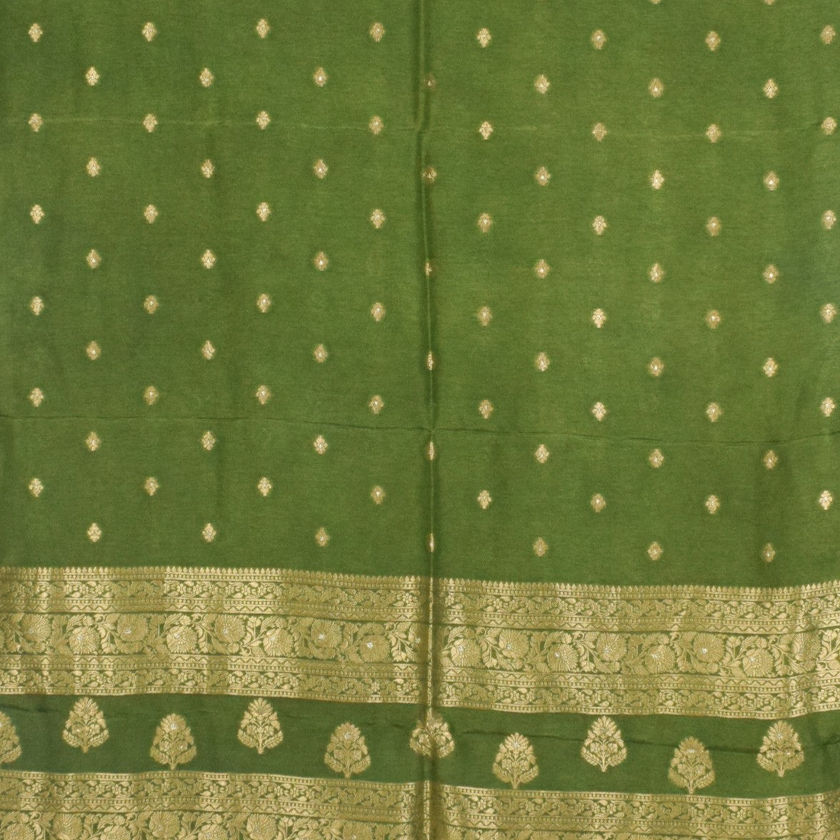 Plain Dyeing Dola Silk Butta Designs Dupatta with Nakshi Border - 2.35 Mtr Length - SKU : AI18C01H
