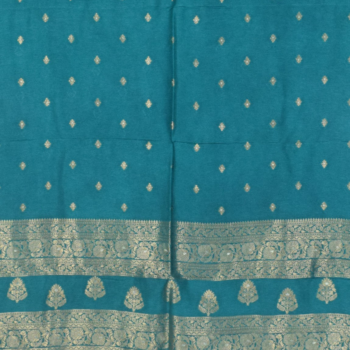 Plain Dyeing Dola Silk Butta Designs Dupatta with Nakshi Border - 2.35 Mtr Length - SKU : AI18C01E