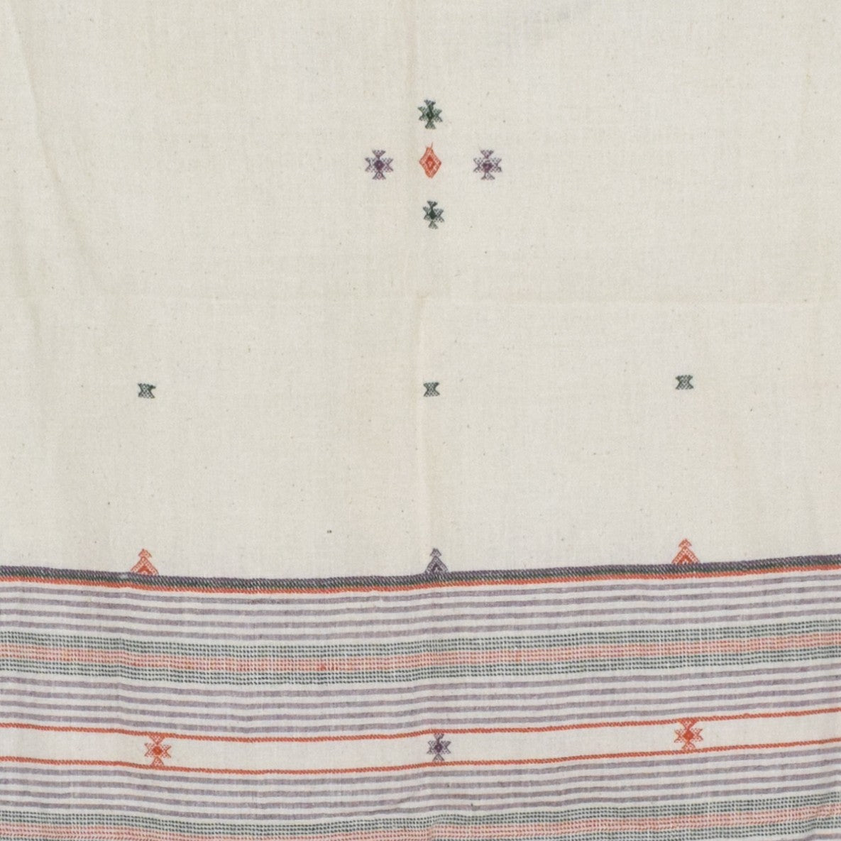 Weaving Design Kala Cotton Hand Embroidered Mirror Work Dupatta with Tassels - 2.35 Mtr Length - SKU : DV16201B