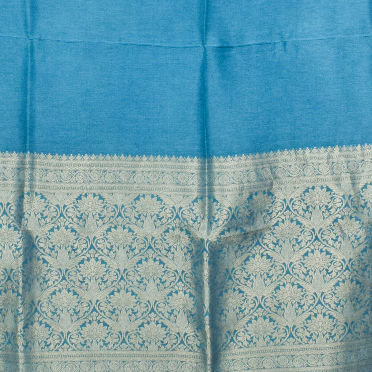 Plain Dyeing Dola Silk Dupatta With Full Nakshi Border & Tassels - 2.5 Mtr Length - SKU : ID11901E