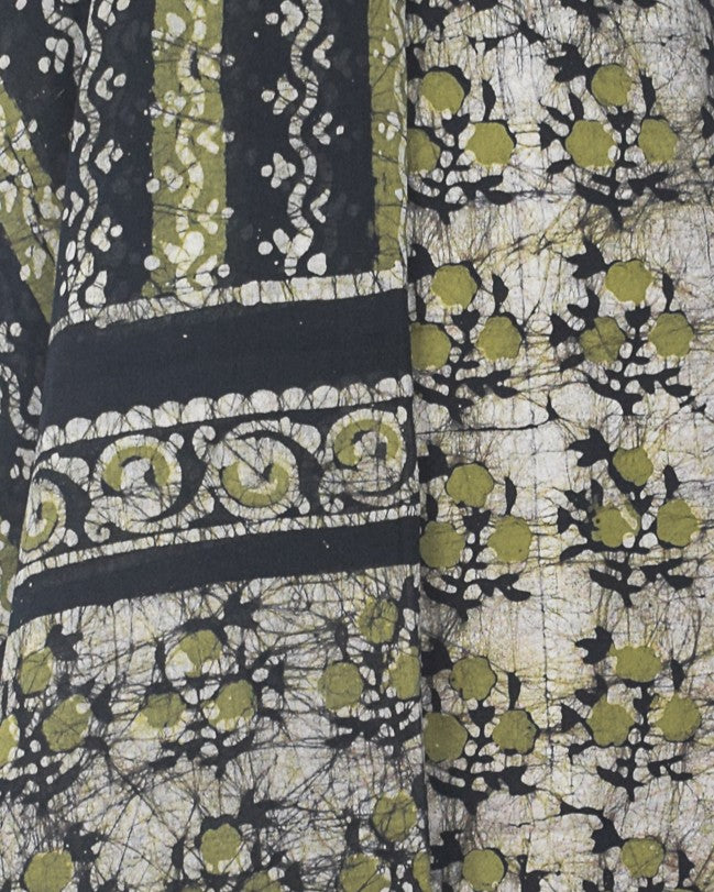 Wax Batik Cotton Three Colour Full Printed Hand Block Print Dress Material with 44 Inch wide Dupatta - 2.5 Mt Top - SKU : RA12C01F