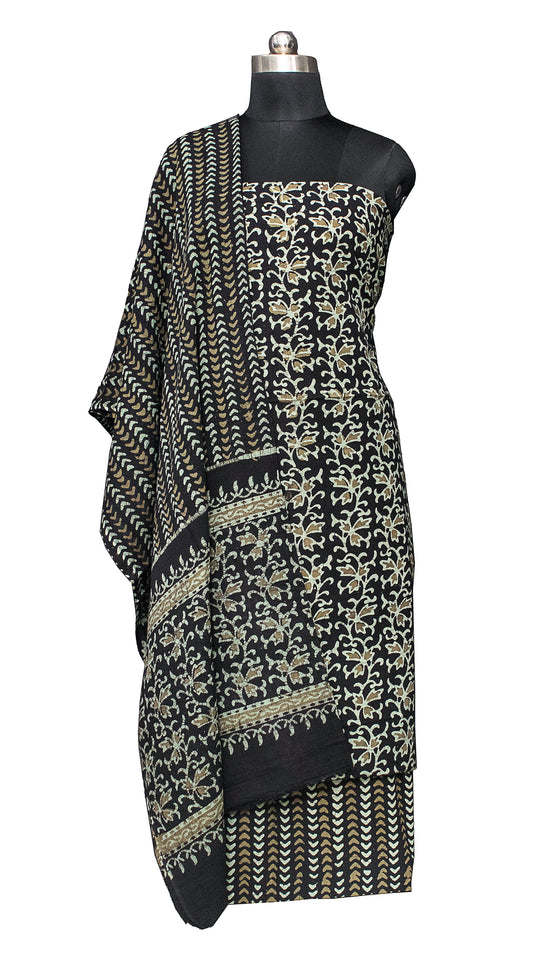 Wax Batik Cotton Three Colour Full Printed Hand Block Print Dress Material with 44 Inch wide Dupatta - 2.5 Mt Top - SKU : RA2160AV