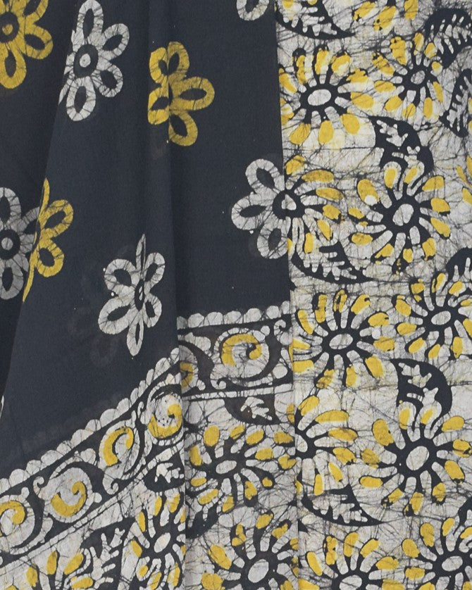 Wax Batik Cotton Three Colour Full Printed Hand Block Print Dress Material with 44 Inch wide Dupatta - 2.5 Mt Top - SKU : RA12C01C