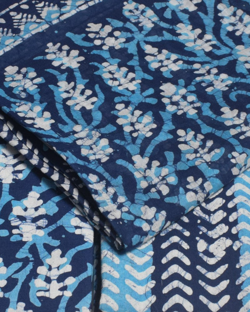 Wax Batik Cotton Three Colour Full Printed Hand Block Print Dress Material with 44 Inch wide Dupatta - 2.5 Mt Top - SKU : RA05401K