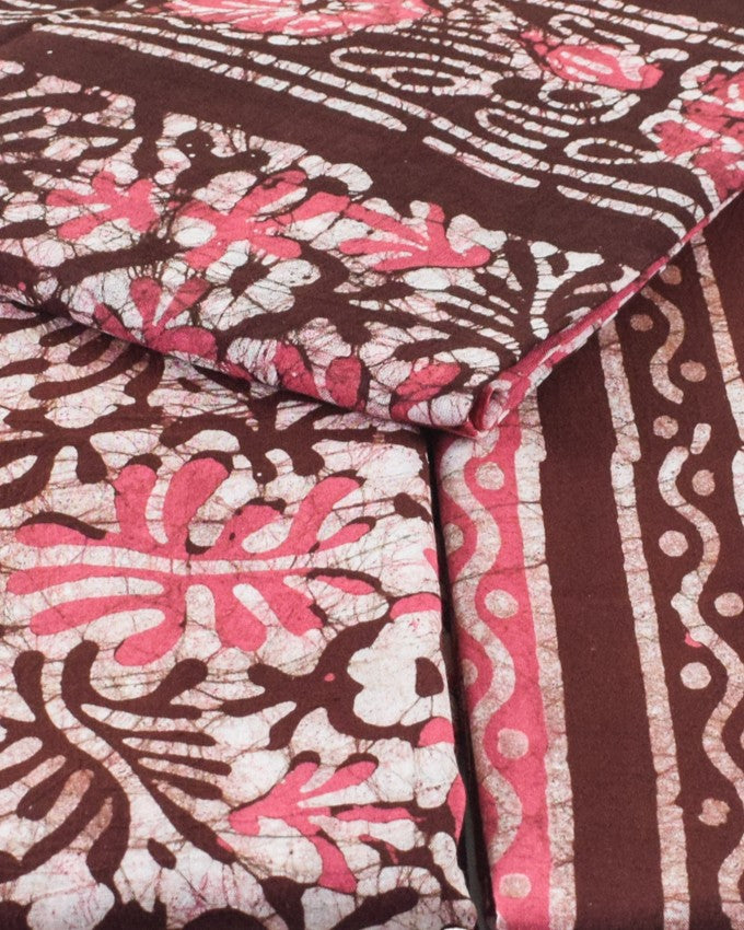 Wax Batik Cotton Three Colour Full Printed ( 3 Kam ) Hand Block Print Dress Material with 44 Inch wide Dupatta - 2.5 Mt Top - SKU : RA0540AZ