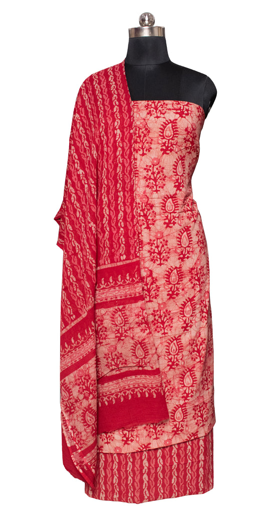 Wax Batik Cotton Full Printed Hand Block Print Dress Material with 44 Inch wide Dupatta     -  SKU : SA20301A
