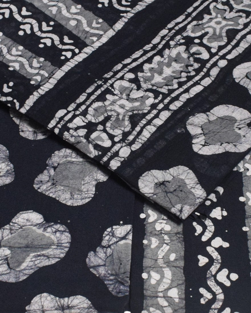 Wax Batik Cotton Three Colour Full Printed Hand Block Print Dress Material with 44 Inch wide Dupatta - 2.5 Mt Top - SKU : RA0540AV