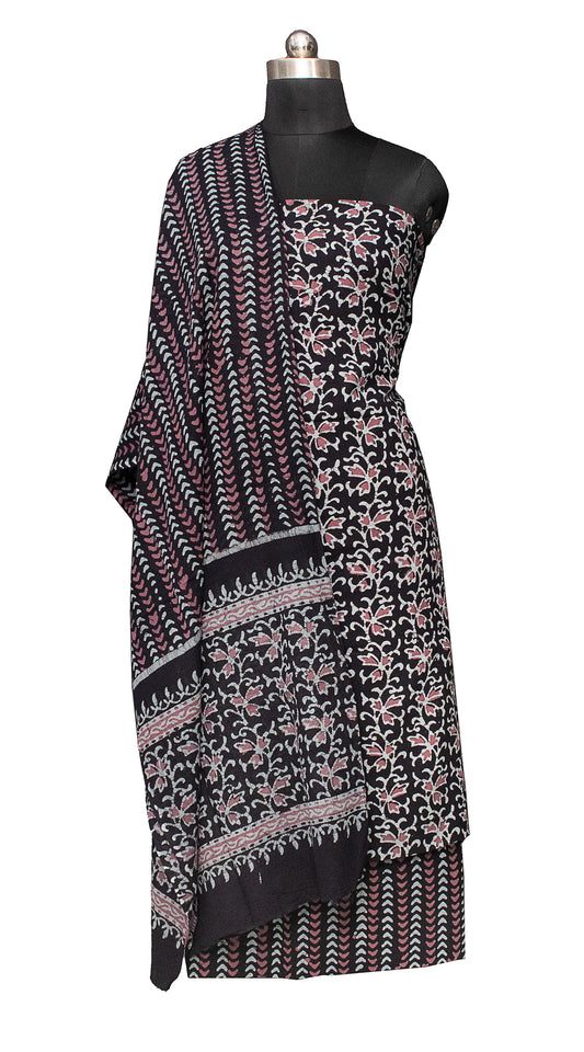 Wax Batik Cotton Three Colour Full Printed Hand Block Print Dress Material with 44 Inch wide Dupatta - 2.5 Mt Top - SKU : RA2160AP