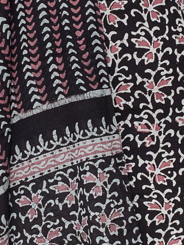 Wax Batik Cotton Three Colour Full Printed Hand Block Print Dress Material with 44 Inch wide Dupatta - 2.5 Mt Top - SKU : RA2160AP