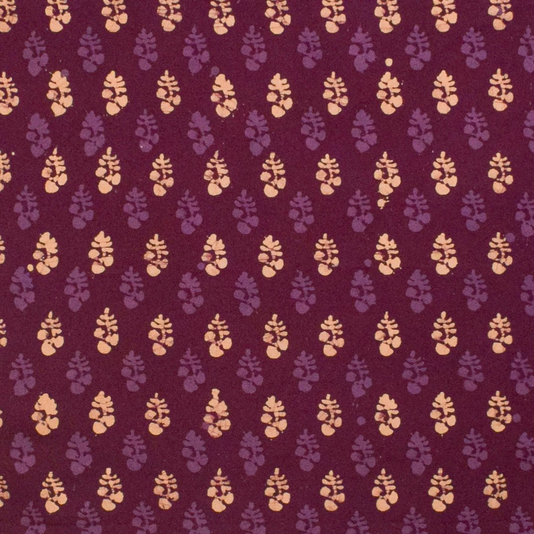 Wax Batik Cotton Three Colour Full Printed ( 3 Kam ) Hand Block Print Dress Material with 44 Inch wide Dupatta - 2.5 Mt Top - SKU : RA05401F