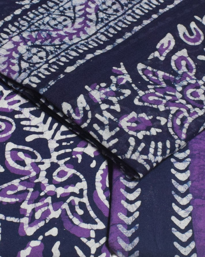 Wax Batik Cotton Three Colour Full Printed Hand Block Print Dress Material with 44 Inch wide Dupatta - 2.5 Mt Top - SKU : RA0540AE