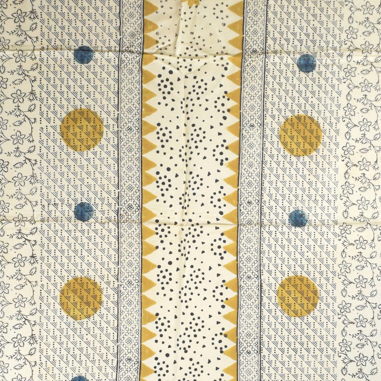 Ajrakh Modal Silk Natural Dye Hand Block Print Dress Material with Golden Border Dupatta - with Tassels - 2.5 Mt Top - SKU : AI27A03O