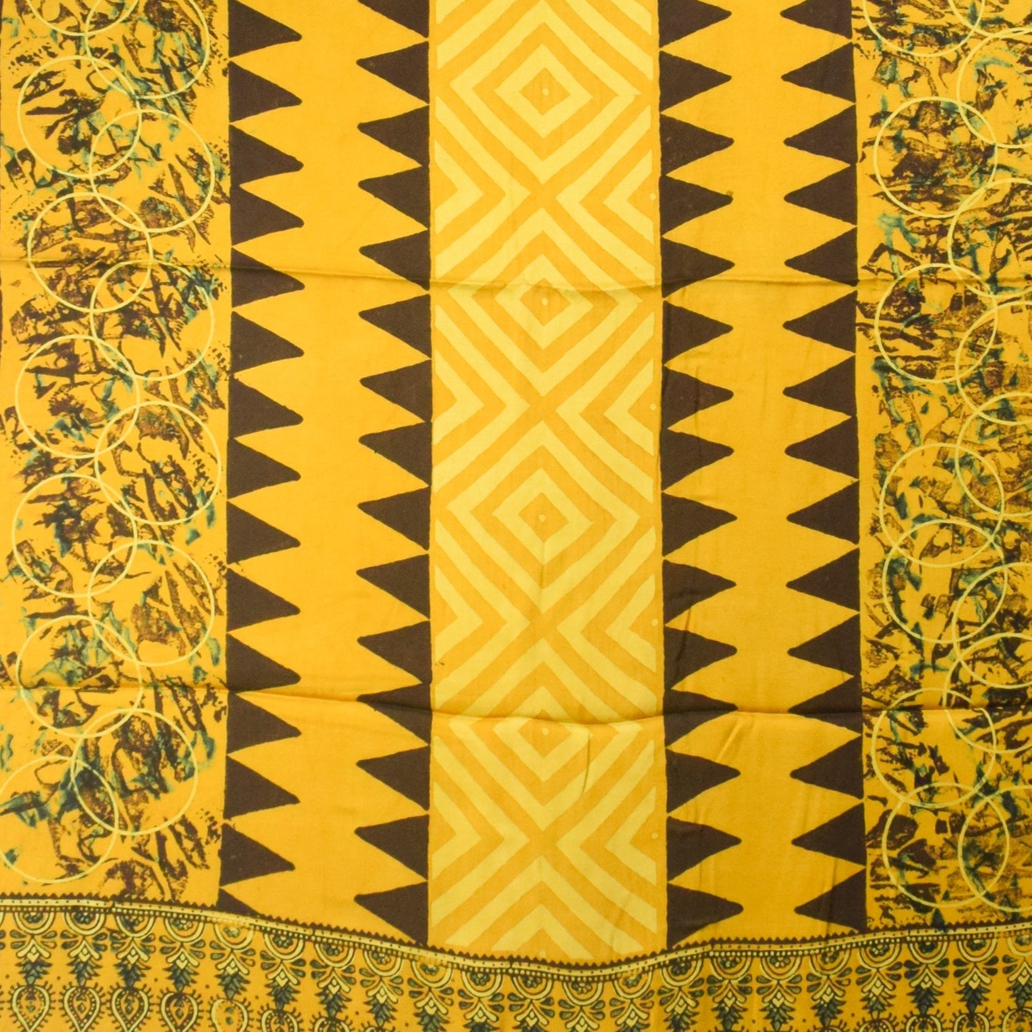 Ajrakh Modal Silk Natural Dye Hand Block Print Dress Material with Golden Border Dupatta - with Tassels - 2.5 Mt Top - SKU : AI27A03H