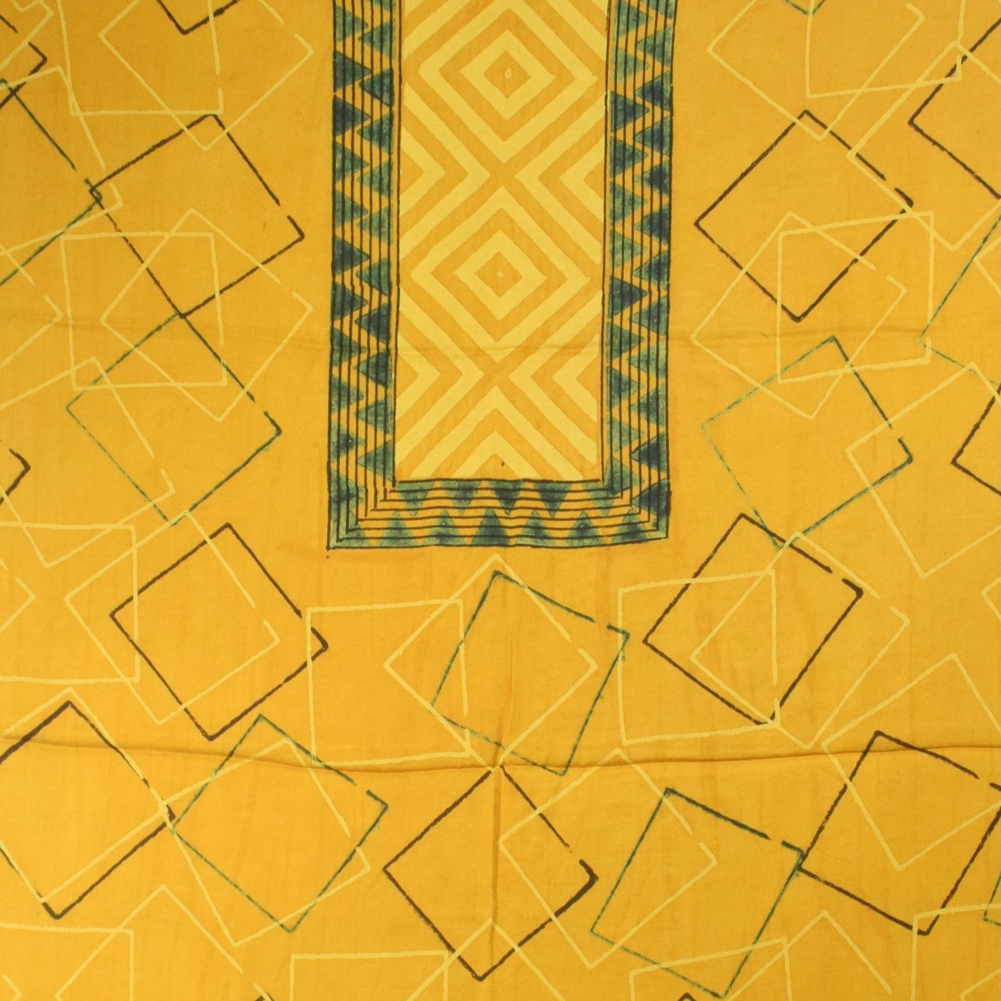 Ajrakh Modal Silk Natural Dye Hand Block Print Dress Material with Golden Border Dupatta - with Tassels - 2.5 Mt Top - SKU : AI27A03L