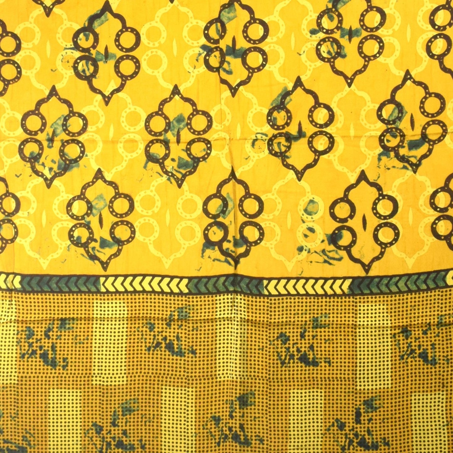 Ajrakh Modal Silk Natural Dye Hand Block Print Dress Material with Golden Border Dupatta - with Tassels - 2.5 Mt Top - SKU : AI27A03P