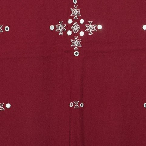 Handloom Woven Kala Cotton Patterned Weaving Fine Mirrorwork Dress Material with Tassels - 2.5 Mt Top - SKU : JM03401A