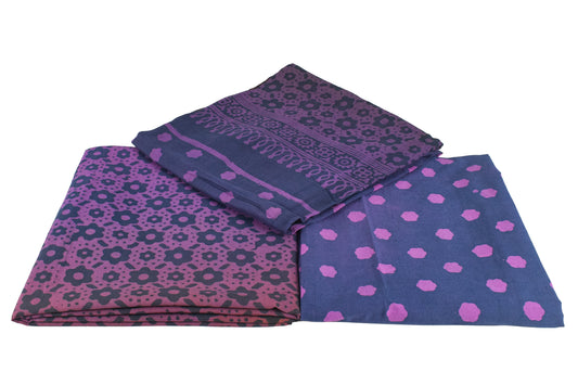 Wax Batik Cotton Ombre dyeing Hand Block Print Dress Material with 44 Inch wide Dupatta - 2.5 Mtr Length - SKU : RA04801E