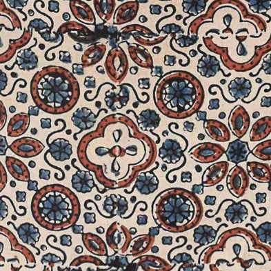 Ajrakh Cotton Natural Dye Hand Block Print Unstitched Kurta Fabric Mtr Length 3.5 Mtr Length - SKU : RM10301I