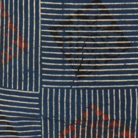 Ajrakh Cotton Natural Dye Hand Block Print Unstitched Kurta Fabric Mtr Length 3 Mtr Length - SKU : AI11303C