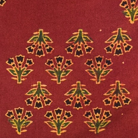 Ajrakh Cotton Natural Dye Hand Block Print Unstitched Kurta Fabric Mtr Length 3 Mtr Length - SKU : ID21B02C