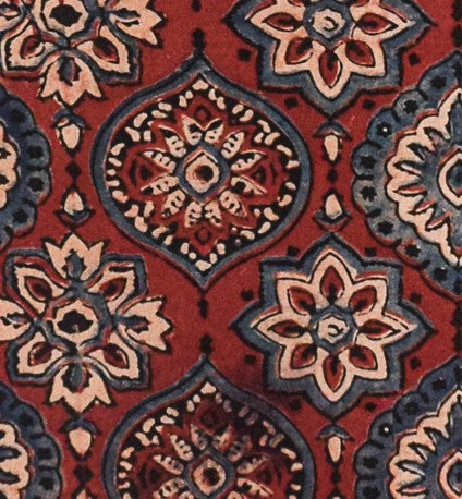 Ajrakh Cotton Natural Dye Hand Block Print Unstitched Kurta Fabric Mtr Length 3 Mtr Length - SKU : RM10301O