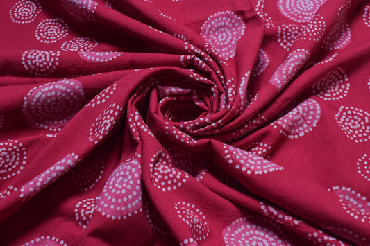 Wax Batik Cotton Hand Block Print Unstitched Kurta Fabric 2.5 Mtr Length - SKU : RA25B01A