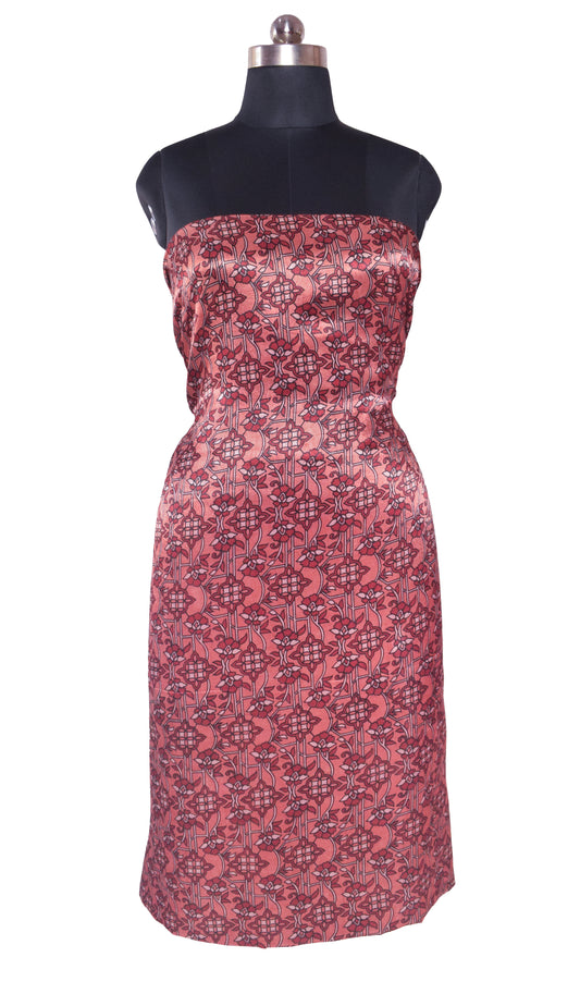Ajrakh Mashru Silk Natural Dye Hand Block Print Unstitched Kurta Fabric Mtr Length Mtr Length - SKU : HM25B01A