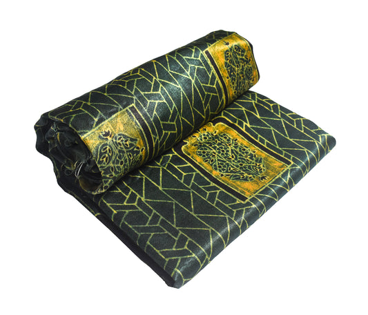 Ajrakh Mashru Silk Natural Dye Hand Block Print Unstitched Kurta Fabric 2.5 Mtr Length - SKU : AI13101D