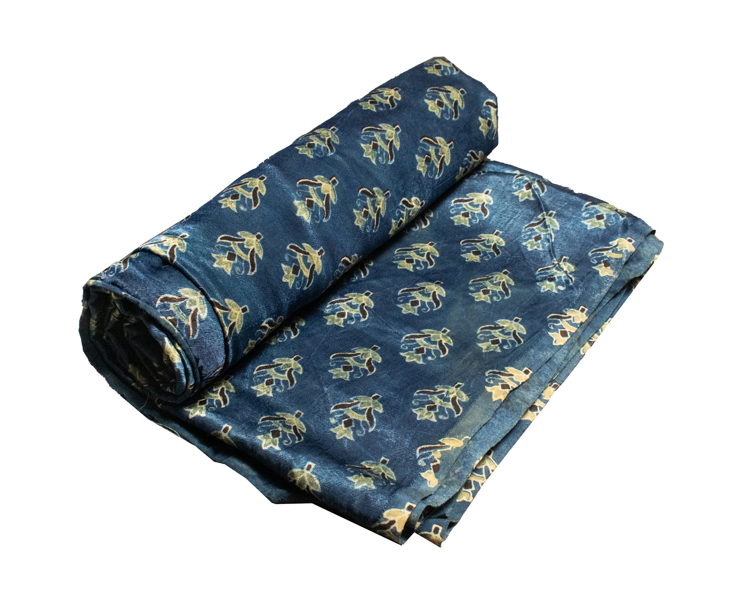 Ajrakh Mashru Silk Natural Dye Hand Block Print Unstitched Kurta Fabric   2.5 Mtr  Length  -  SKU : HM11301C