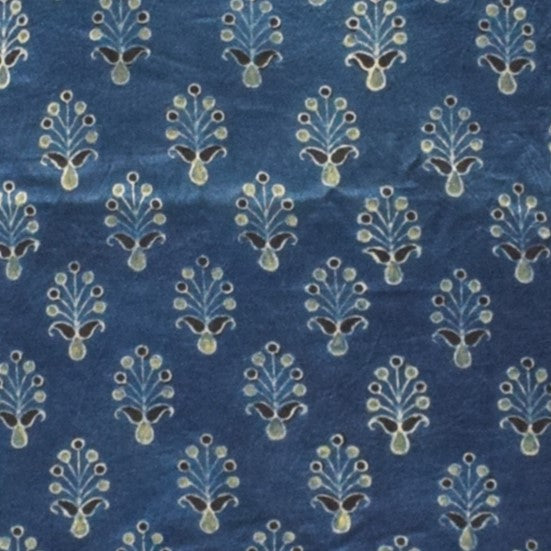 Ajrakh Mashru Silk Natural Dye Hand Block Print Unstitched Kurta Fabric   2.5 Mtr  Length  -  SKU : HM11301K