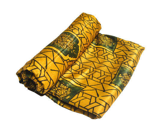 Ajrakh Mashru Silk Natural Dye Hand Block Print Unstitched Kurta Fabric 3 Mtr Length - SKU : AI13104C