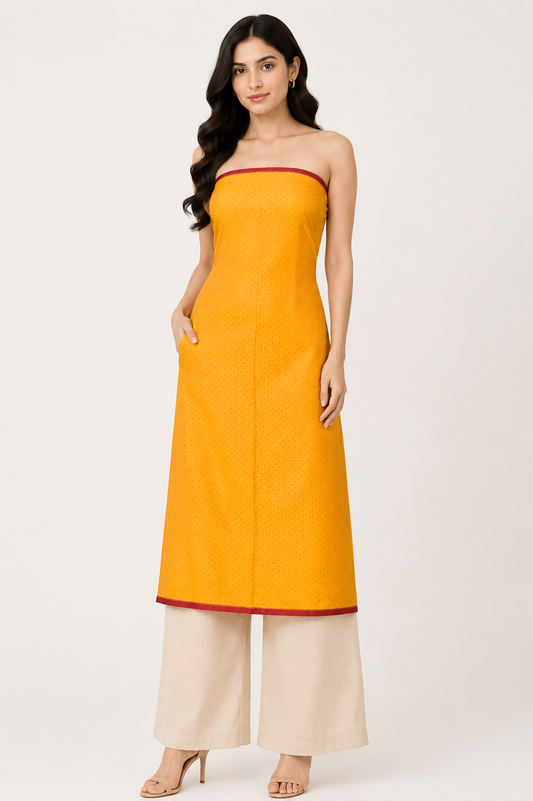 Handloom Woven Mashru Silk Handloom Patterned Weaving Unstitched Kurta Fabric 2.0 Mtr Length - SKU : RD17401A