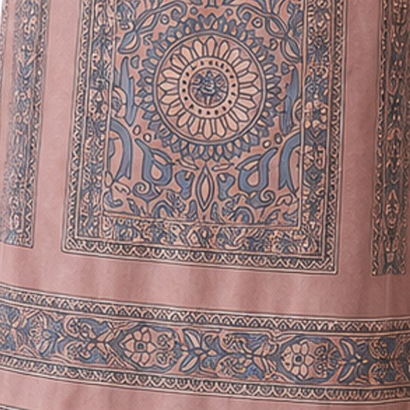 Ajrakh Mashru Silk Natural Dye Screen Print Hand Printed Unstitched Kurta Fabric 2.50 Mtr Length - SKU : AI29401M