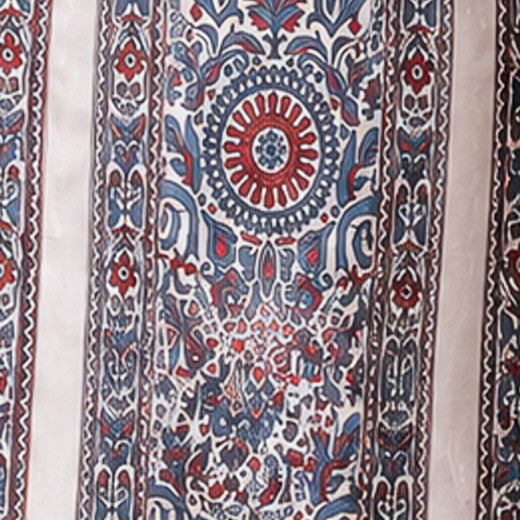 Ajrakh Mashru Silk Natural Dye Screen Print Hand Printed Unstitched Kurta Fabric 3.00 Mtr Length - SKU : AI29402J