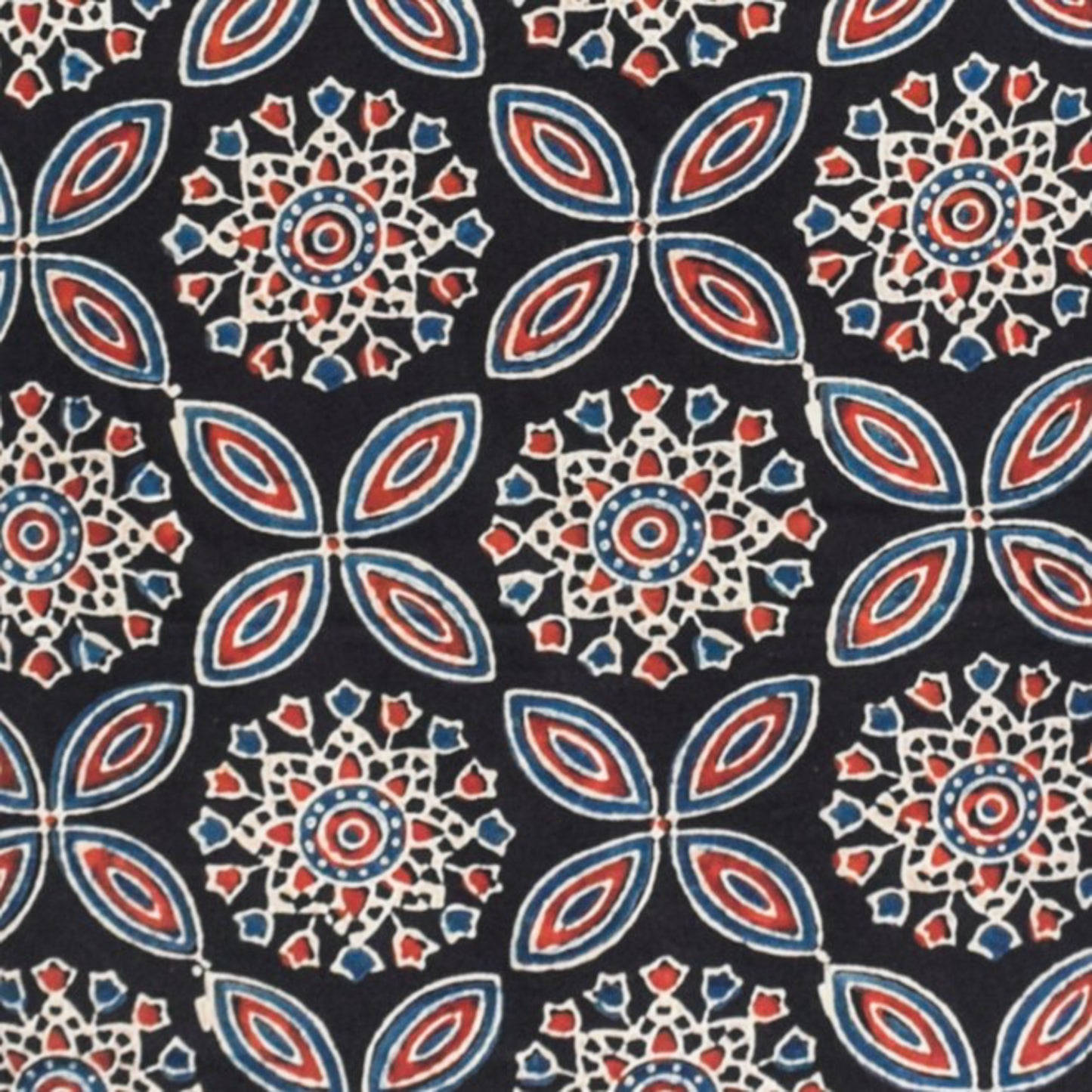 Ajrakh Modal Silk Natural Dye Hand Block Print Unstitched Kurta Fabric Mtr Length 3 Mtr Length - SKU : AI0640BD