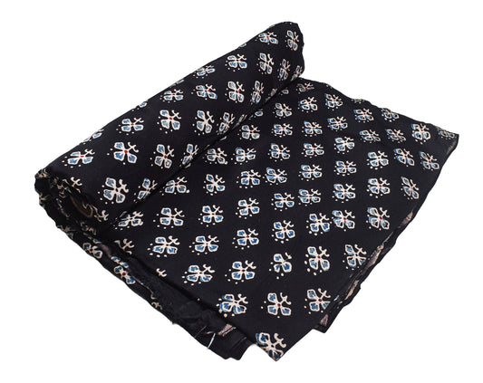 Ajrakh Modal Silk Natural Dye Hand Block Print Unstitched Kurta Fabric 3.00 Mtr Length - SKU : AI17102H