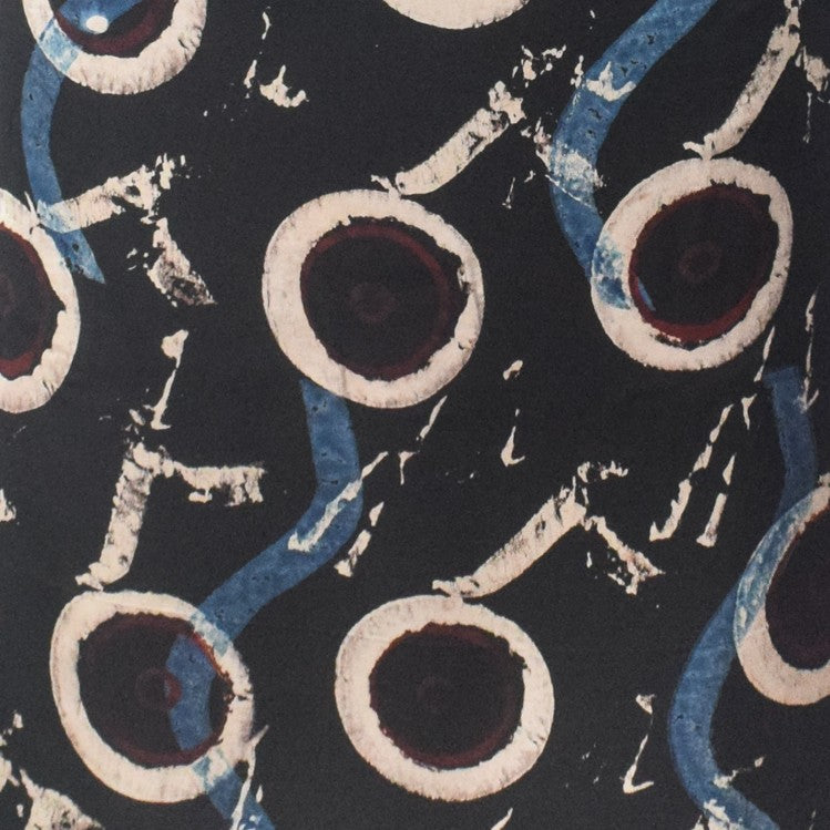 Ajrakh Modal Silk Natural Dye Hand Block Print Unstitched Kurta Fabric 2.50 Mtr Length - SKU : AI20101A