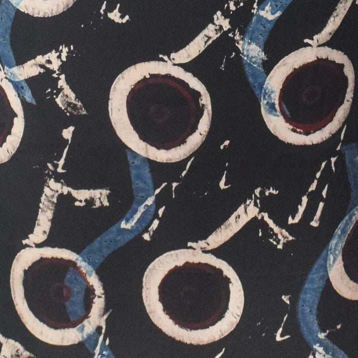 Ajrakh Modal Silk Natural Dye Hand Block Print Unstitched Kurta Fabric 3.00 Mtr Length - SKU : AI20102A