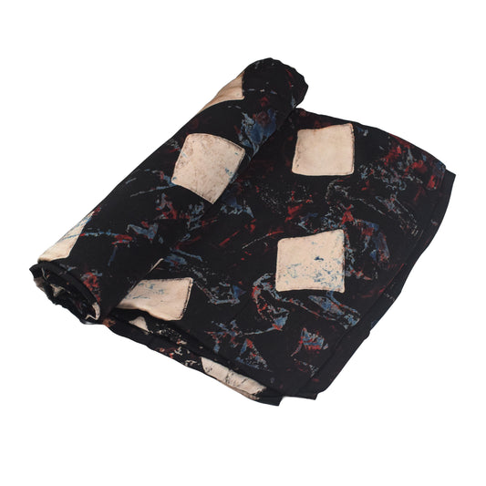 Ajrakh Modal Silk Natural Dye Hand Block Print Unstitched Kurta Fabric 3.00 Mtr Length - SKU : AI20102Q