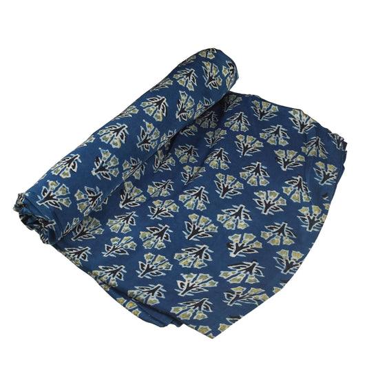 Ajrakh Modal Silk Natural Dye Hand Block Print Unstitched Kurta Fabric 3.00 Mtr Length - SKU : AI30102F