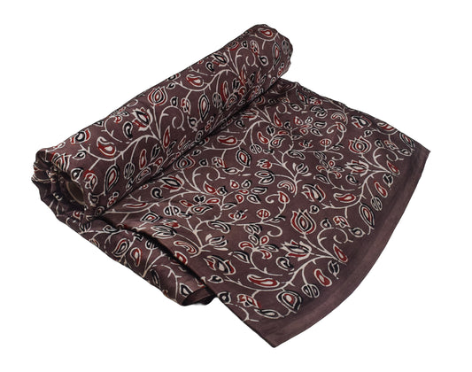 Ajrakh Modal Silk Natural Dye Hand Block Print Unstitched Kurta Fabric 3.00 Mtr Length - SKU : AI17102M