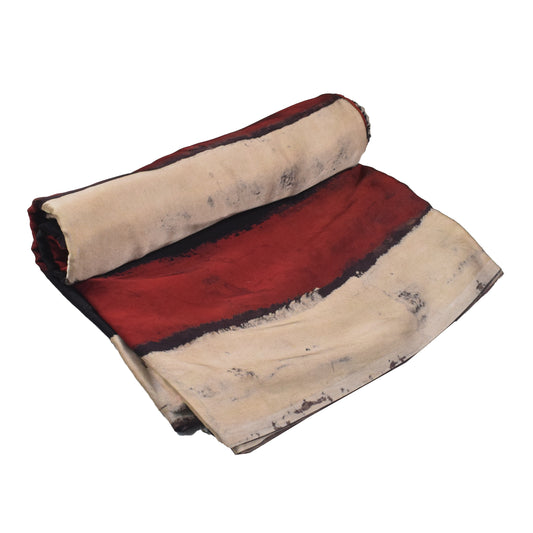 Ajrakh Modal Silk Natural Dye Hand Block Print Unstitched Kurta Fabric 3.00 Mtr Length - SKU : AI20102L