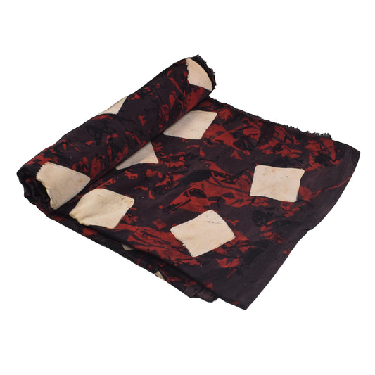 Ajrakh Modal Silk Natural Dye Hand Block Print Unstitched Kurta Fabric 3.00 Mtr Length - SKU : AI20102T