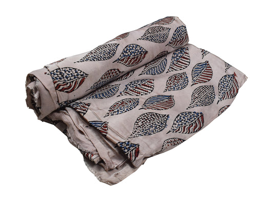 Ajrakh Modal Silk Natural Dye Hand Block Print Unstitched Kurta Fabric 3.00 Mtr Length - SKU : AI17102T