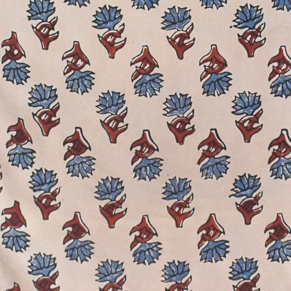 Ajrakh Modal Silk Natural Dye Hand Block Print Unstitched Kurta Fabric 2.50 Mtr Length - SKU : AI30101U