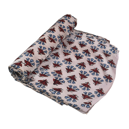 Ajrakh Modal Silk Natural Dye Hand Block Print Unstitched Kurta Fabric 3.00 Mtr Length - SKU : AI30102E