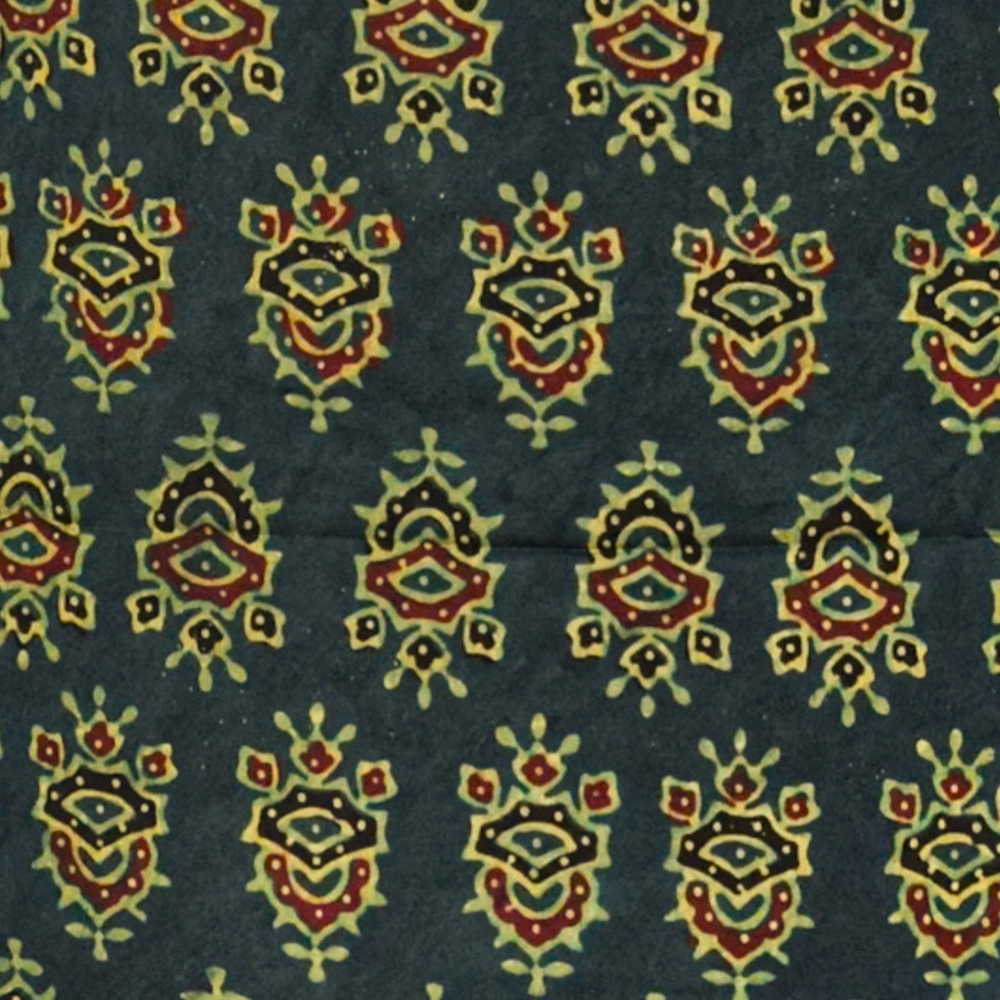Ajrakh Modal Silk Natural Dye Hand Block Print Unstitched Kurta Fabric Mtr Length 2.5 Mtr Length - SKU : AI06401B