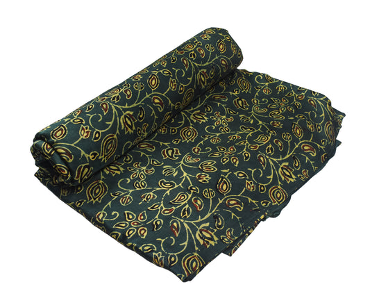 Ajrakh Modal Silk Natural Dye Hand Block Print Unstitched Kurta Fabric 3.00 Mtr Length - SKU : AI17102K